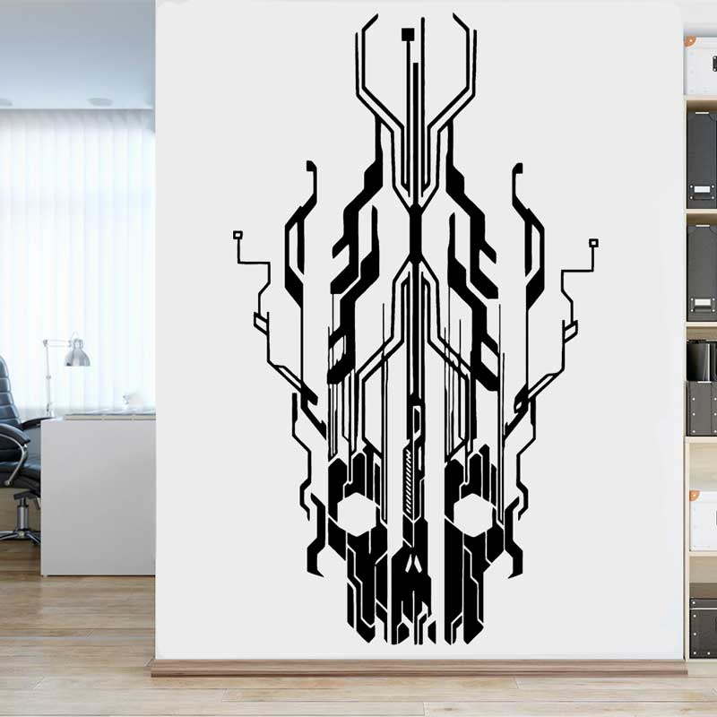 Chip Circuit Tech Skull Vinyl  - Tech Office Wall review and price