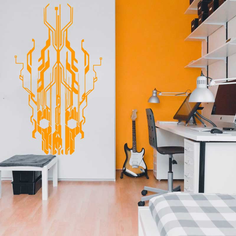 Chip Circuit Tech Skull Vinyl  - Tech Office Wall review and price