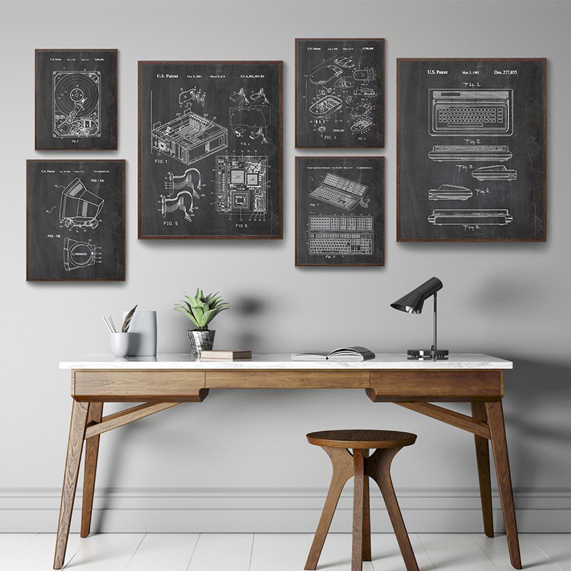 6Pcs Vintage Computer Patent W - Tech Office Wall review and price