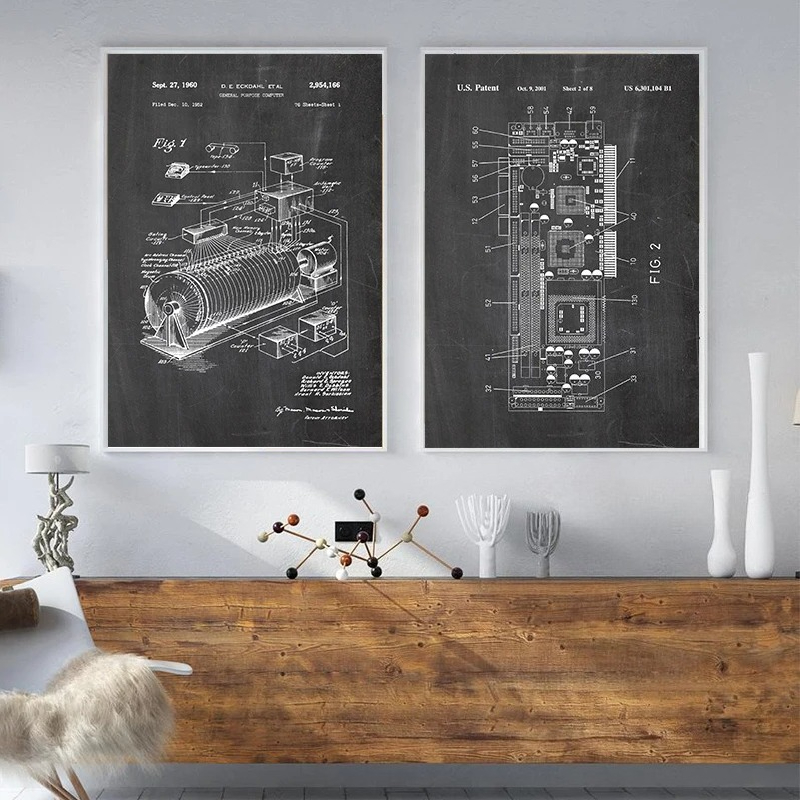 6Pcs Vintage Computer Patent W - Tech Office Wall review and price