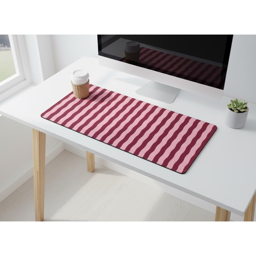 Pink Burgundy Wavy Lines Desk  - Office Desk Tech Accessories review and price