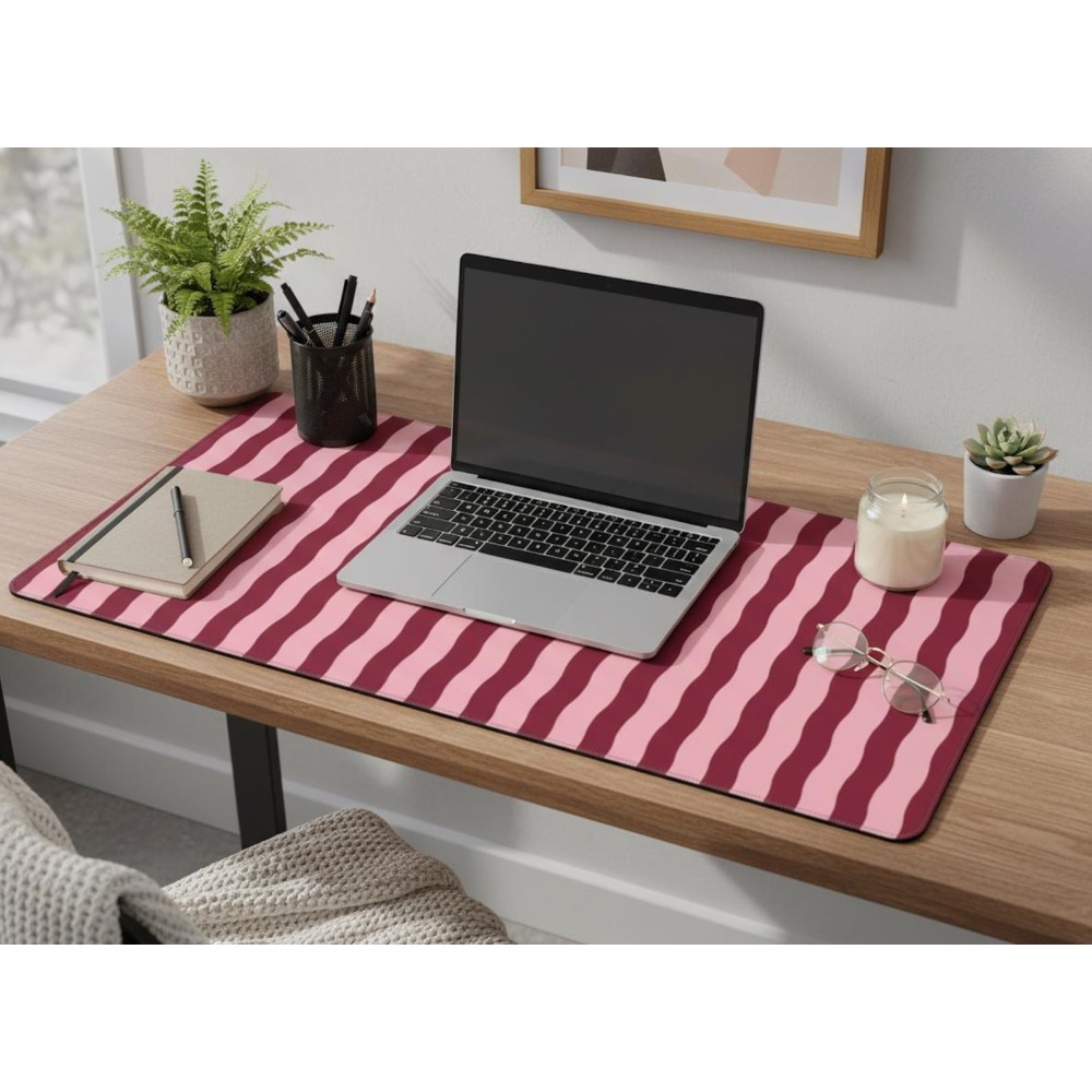 Pink Burgundy Wavy Lines Desk  - Office Desk Tech Accessories review and price