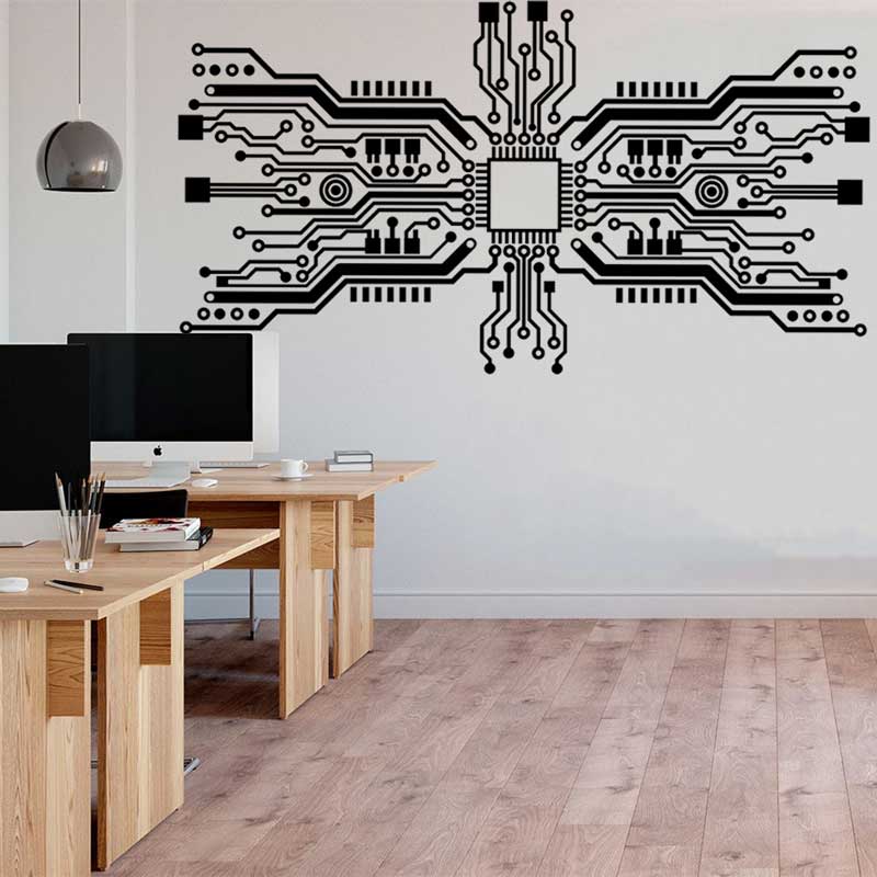 Circuit Board Chip Wall Sticke - Tech Office Wall review and price