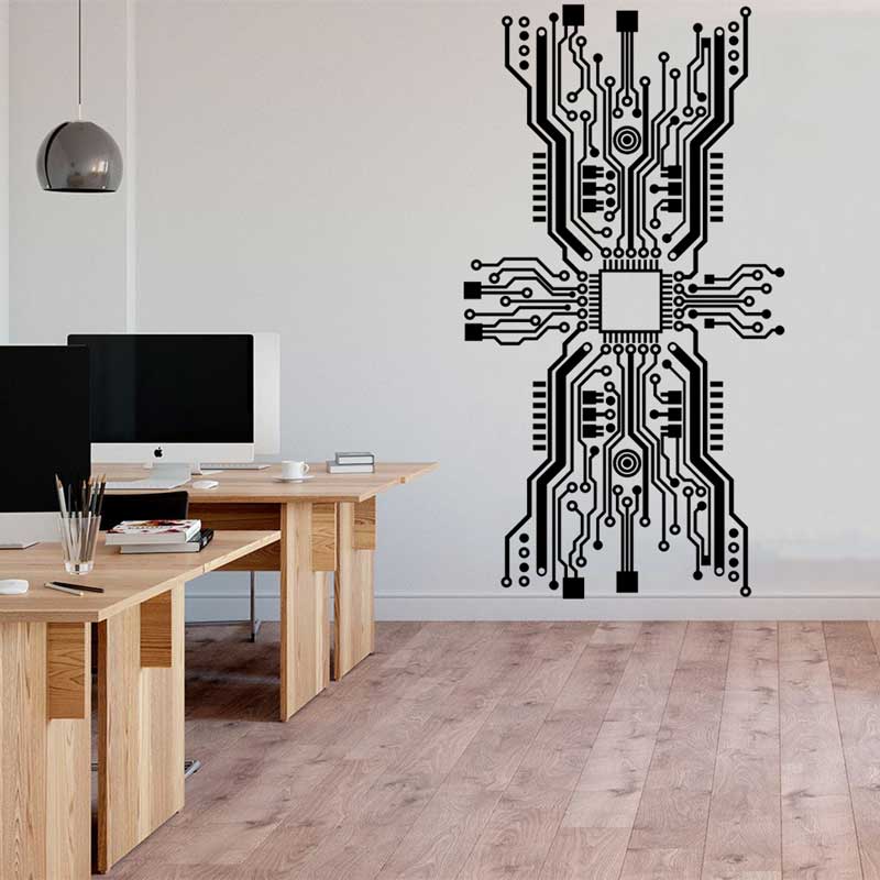 Circuit Board Chip Wall Sticke - Tech Office Wall review and price